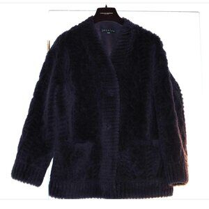 Jocelyn Navy Textured The Cortina Cardi Coat Shearling Navy Women size:XS/S